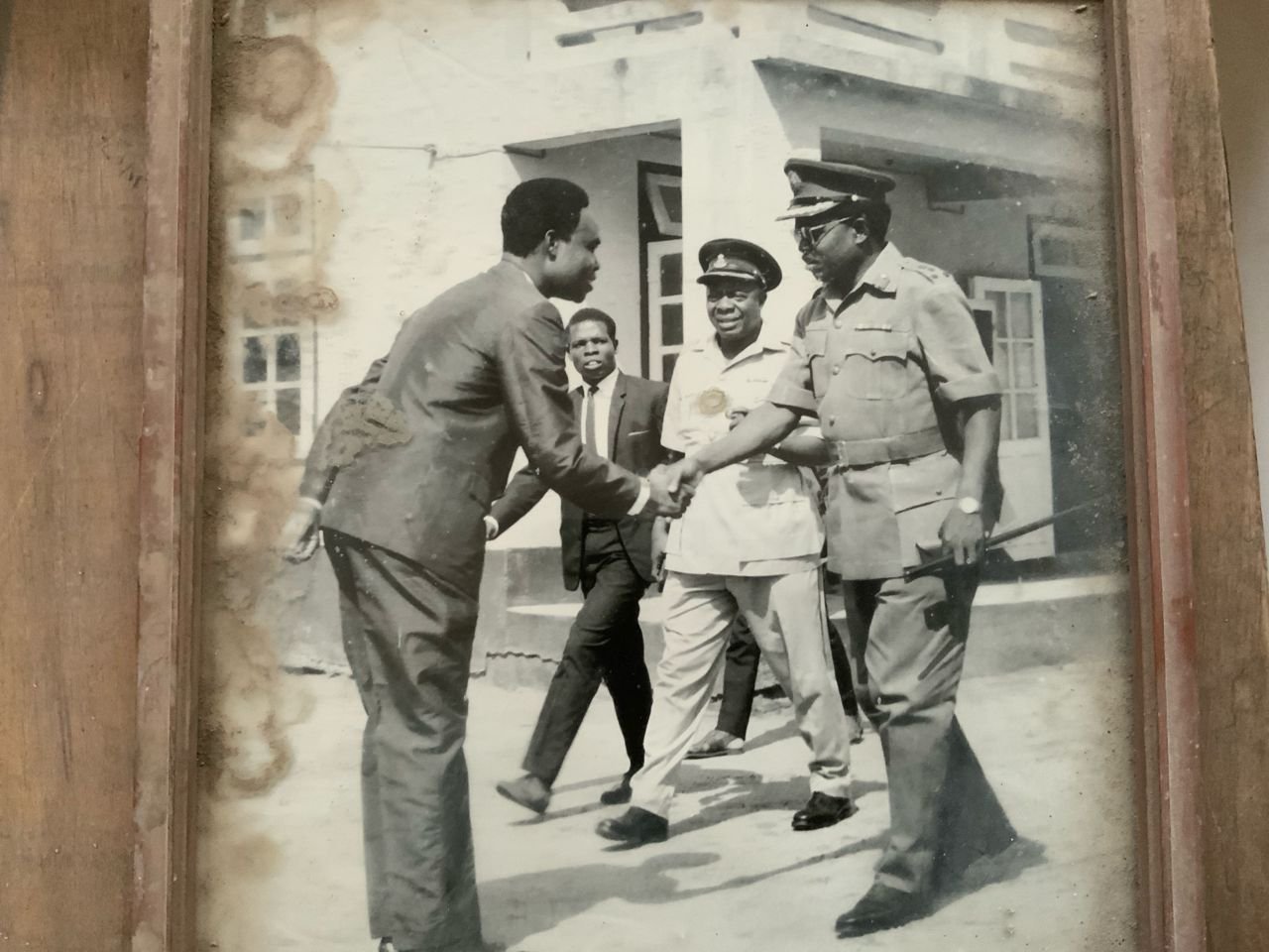 Mr P O Adewole principal ICO 1964-1972 welcoming Major General R A Adebayo to Imade College in 1968.